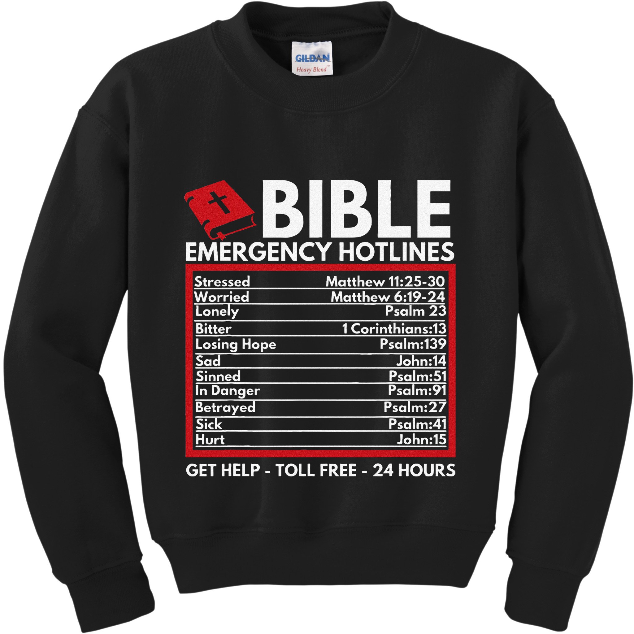 Bible Emergency Numbers Funny Christian Bible & Jesus Kids Sweatshirt