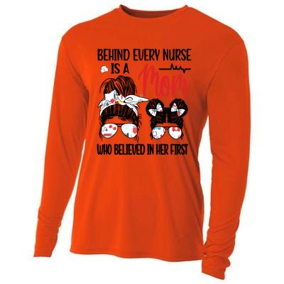 Behind Every Nurse Is A Mom Nursing Mother Nurse Mom Funny Gift Cooling Performance Long Sleeve Crew