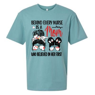 Behind Every Nurse Is A Mom Nursing Mother Nurse Mom Funny Gift Sueded Cloud Jersey T-Shirt