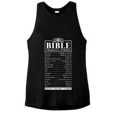Bible Emergency Numbers Hotline Christian Verses Scriptures Ladies PosiCharge Tri-Blend Wicking Tank