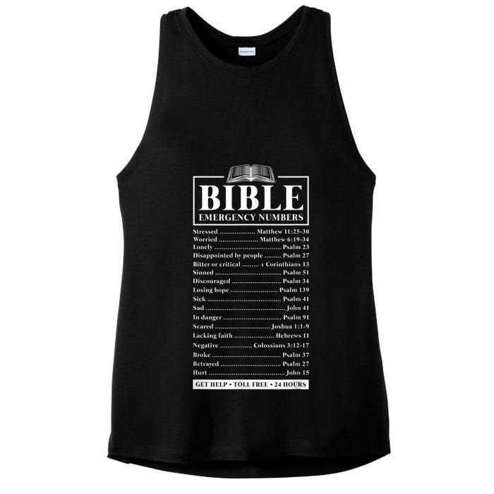 Bible Emergency Numbers Hotline Christian Verses Scriptures Ladies PosiCharge Tri-Blend Wicking Tank