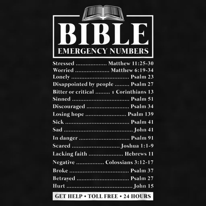 Bible Emergency Numbers Hotline Christian Verses Scriptures Ladies PosiCharge Tri-Blend Wicking Tank