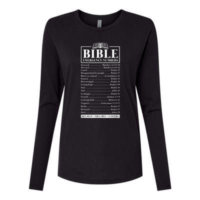 Bible Emergency Numbers Hotline Christian Verses Scriptures Womens Cotton Relaxed Long Sleeve T-Shirt