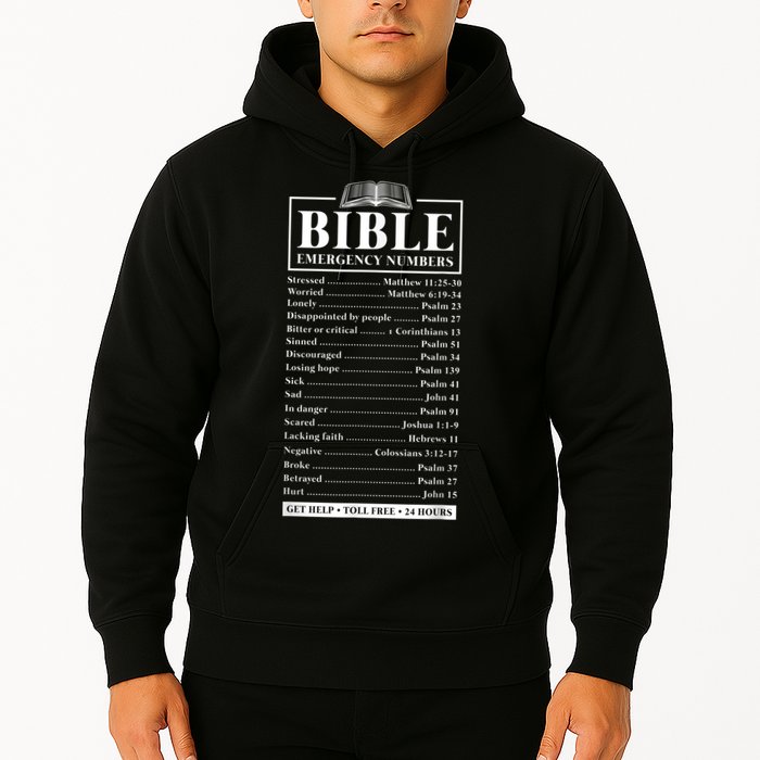 Bible Emergency Numbers Hotline Christian Verses Scriptures Hoodie
