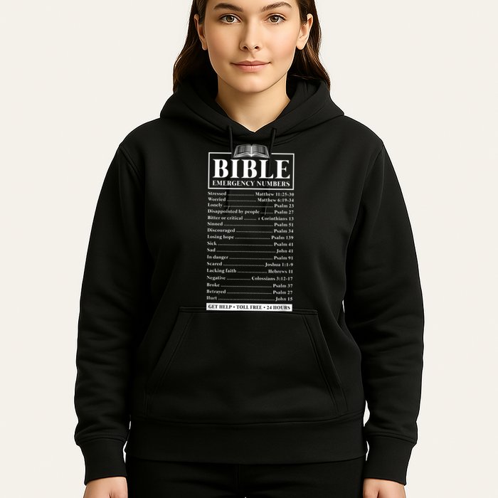 Bible Emergency Numbers Hotline Christian Verses Scriptures Hoodie