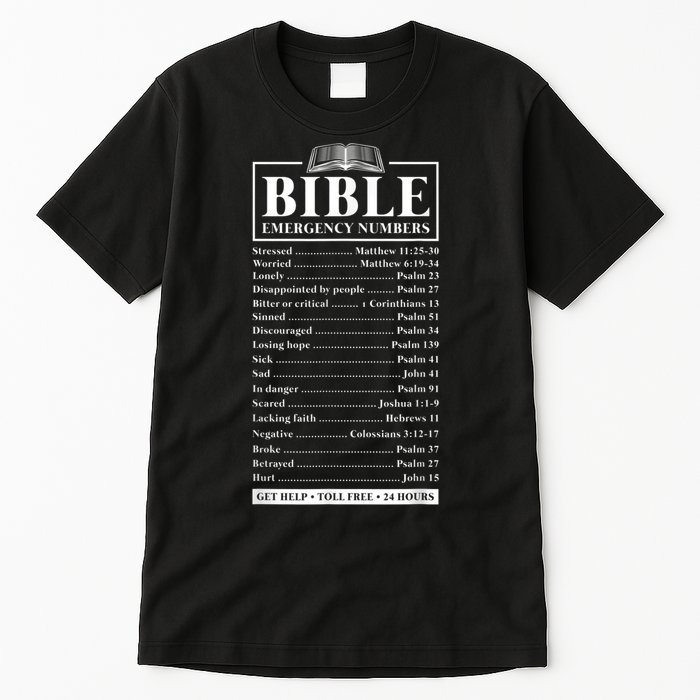 Bible Emergency Numbers Hotline Christian Verses Scriptures Tall T-Shirt