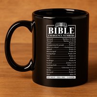 Bible Emergency Numbers Hotline Christian Verses Scriptures 11oz C Handle Ceramic Mug