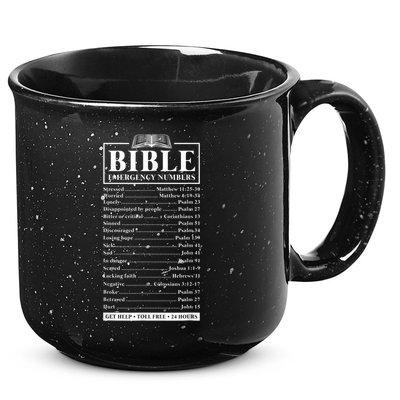 Bible Emergency Numbers Hotline Christian Verses Scriptures 15oz Campfire Ceramic Mug