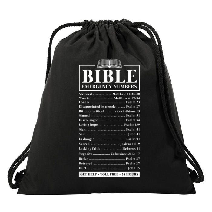 Bible Emergency Numbers Hotline Christian Verses Scriptures Drawstring Bag