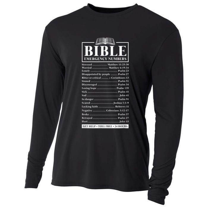 Bible Emergency Numbers Hotline Christian Verses Scriptures Cooling Performance Long Sleeve Crew