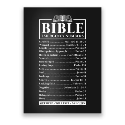 Bible Emergency Numbers Hotline Christian Verses Scriptures Poster