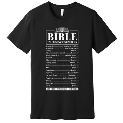 Bible Emergency Numbers Hotline Christian Verses Scriptures Premium T-Shirt