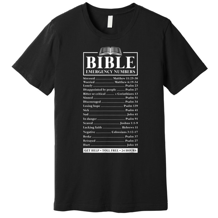 Bible Emergency Numbers Hotline Christian Verses Scriptures Premium T-Shirt