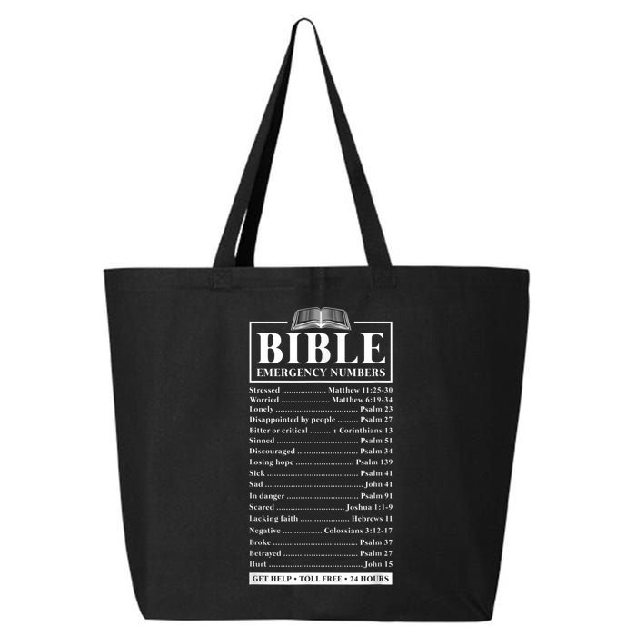 Bible Emergency Numbers Hotline Christian Verses Scriptures 25L Jumbo Tote