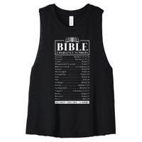 Bible Emergency Numbers Hotline Christian Verses Scriptures Women's Racerback Cropped Tank