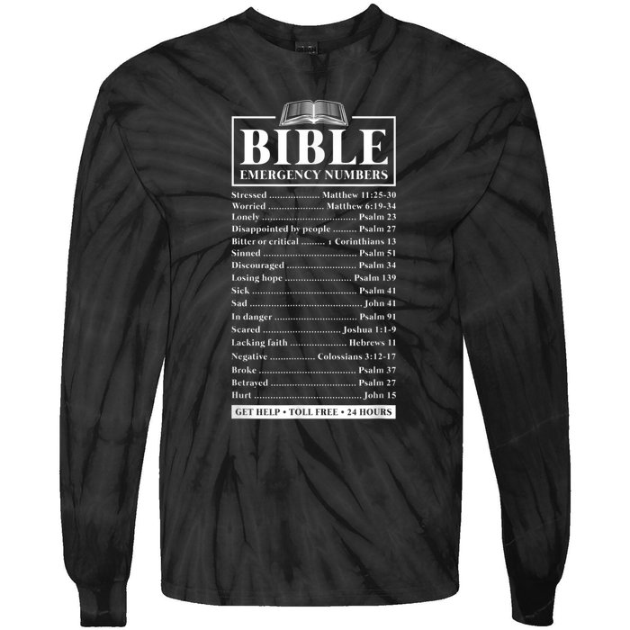 Bible Emergency Numbers Hotline Christian Verses Scriptures Tie-Dye Long Sleeve Shirt