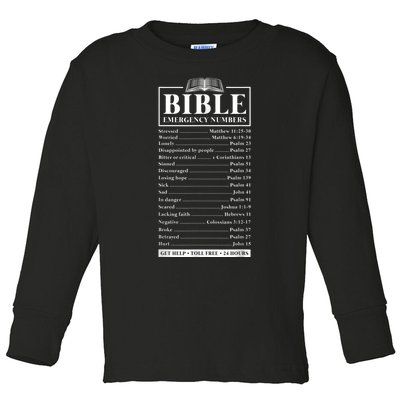 Bible Emergency Numbers Hotline Christian Verses Scriptures Toddler Long Sleeve Shirt