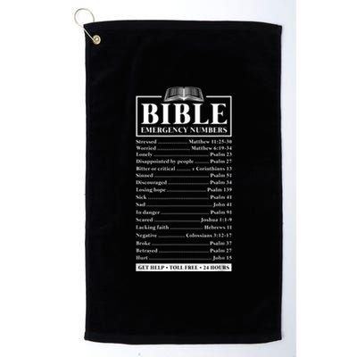 Bible Emergency Numbers Hotline Christian Verses Scriptures Platinum Collection Golf Towel