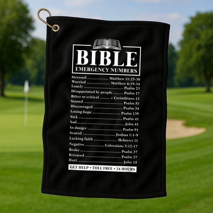 Bible Emergency Numbers Hotline Christian Verses Scriptures Golf Towel