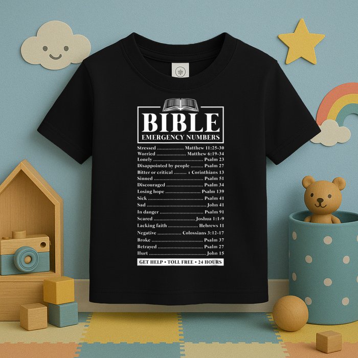 Bible Emergency Numbers Hotline Christian Verses Scriptures Toddler T-Shirt