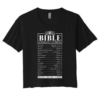 Bible Emergency Numbers Hotline Christian Verses Scriptures Women's Crop Top Tee