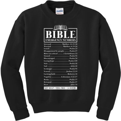 Bible Emergency Numbers Hotline Christian Verses Scriptures Kids Sweatshirt