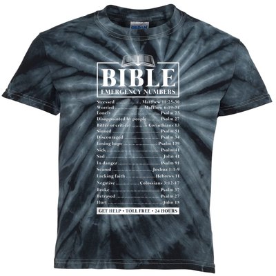 Bible Emergency Numbers Hotline Christian Verses Scriptures Kids Tie-Dye T-Shirt