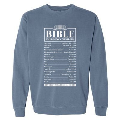 Bible Emergency Numbers Hotline Christian Verses Scriptures Garment-Dyed Sweatshirt