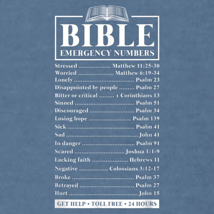 Bible Emergency Numbers Hotline Christian Verses Scriptures Garment-Dyed Sweatshirt