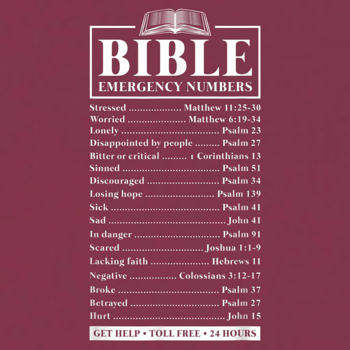 Bible Emergency Numbers Hotline Christian Verses Scriptures 16oz Travel Tumbler