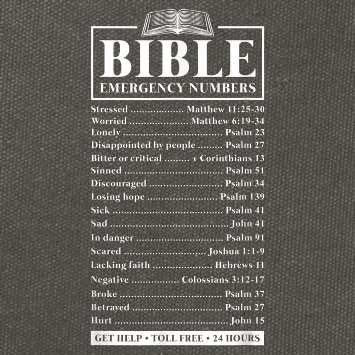 Bible Emergency Numbers Hotline Christian Verses Scriptures Cotton Canvas Backpack