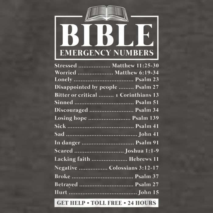 Bible Emergency Numbers Hotline Christian Verses Scriptures Vector Backpack