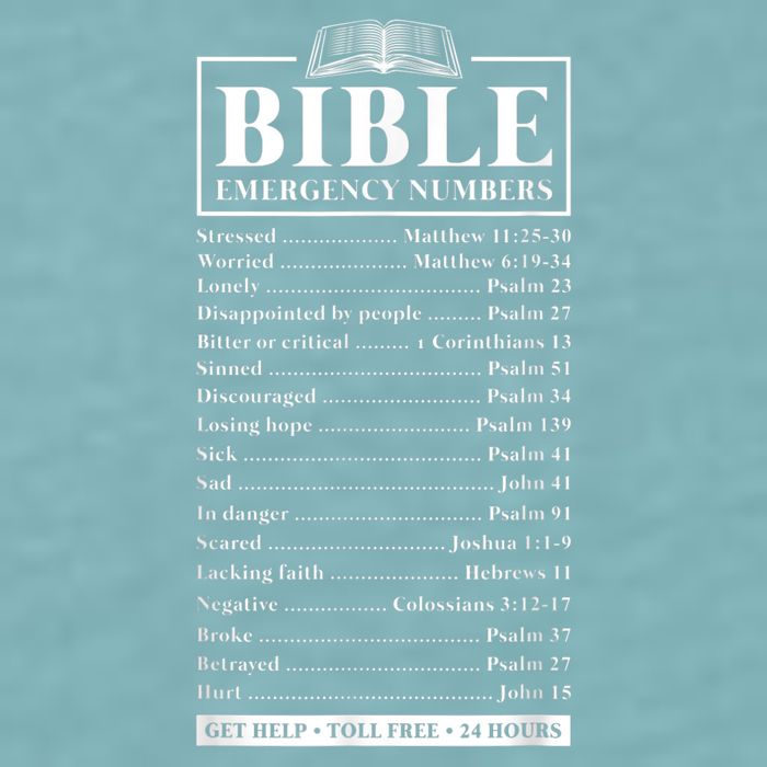 Bible Emergency Numbers Hotline Christian Verses Scriptures Sueded Cloud Jersey T-Shirt