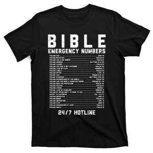 Bible Emergency Numbers Verse God Jesus Faith Christian Gift T-Shirt