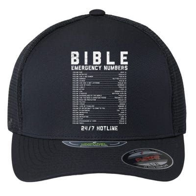 Bible Emergency Numbers Verse God Jesus Faith Christian Gift Flexfit Unipanel Trucker Cap