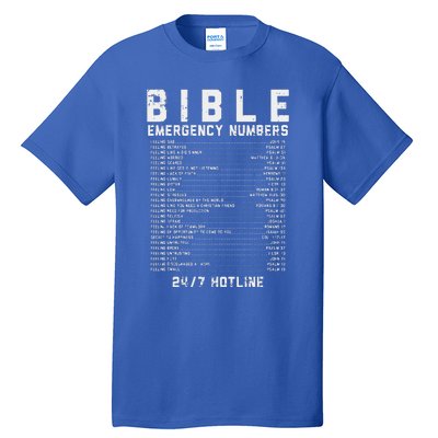 Bible Emergency Numbers Verse God Jesus Faith Christian Gift Tall T-Shirt