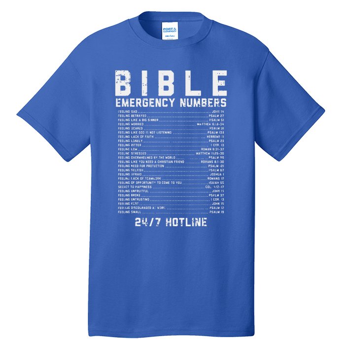 Bible Emergency Numbers Verse God Jesus Faith Christian Gift Tall T-Shirt