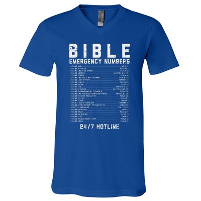 Bible Emergency Numbers Verse God Jesus Faith Christian Gift V-Neck T-Shirt