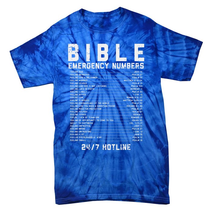 Bible Emergency Numbers Verse God Jesus Faith Christian Gift Tie-Dye T-Shirt