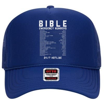 Bible Emergency Numbers Verse God Jesus Faith Christian Gift High Crown Mesh Back Trucker Hat