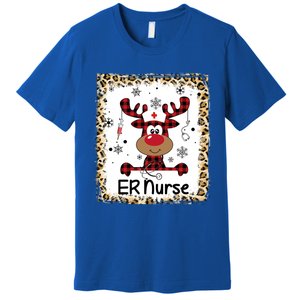 Bleached Er Nurse Reindeer Christmas Pajama Emergency Room Gift Premium T-Shirt