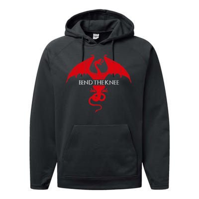 Bend The Knee Fantasy Dragon Performance Fleece Hoodie