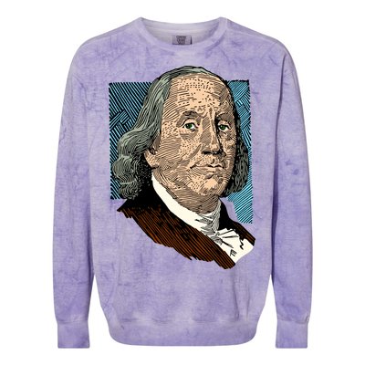 Benjamin Franklin Portrait Colorblast Crewneck Sweatshirt