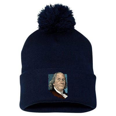 Benjamin Franklin Portrait Pom Pom 12in Knit Beanie