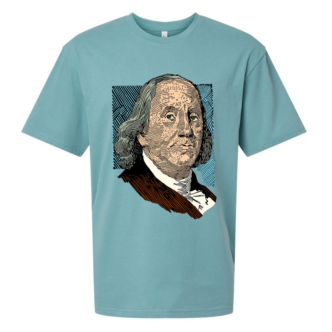 Benjamin Franklin Portrait Sueded Cloud Jersey T-Shirt