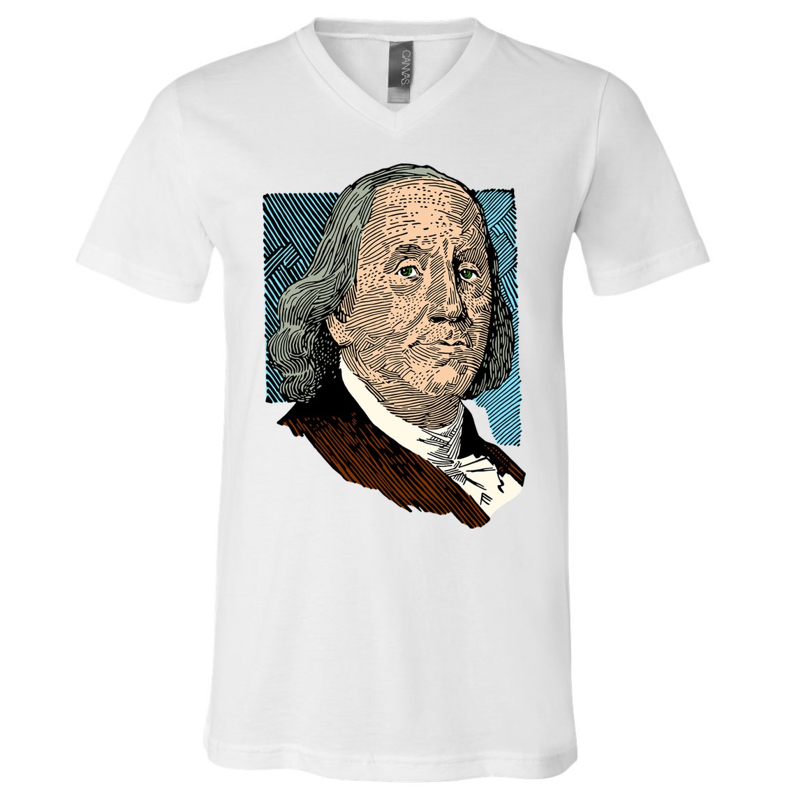 Benjamin Franklin Portrait V-Neck T-Shirt