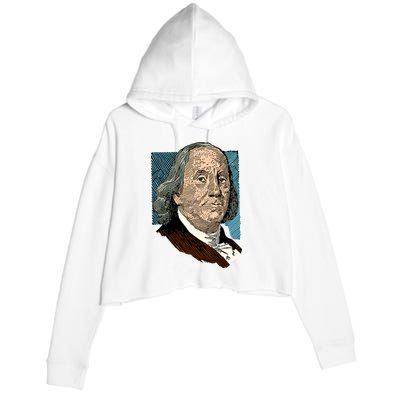 Benjamin Franklin Portrait Crop Fleece Hoodie