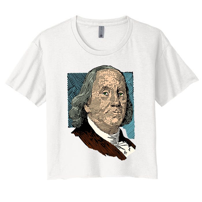 Benjamin Franklin Portrait Women's Crop Top Tee