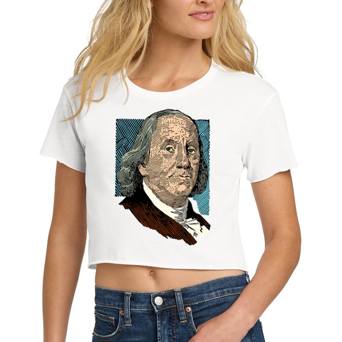 Benjamin Franklin Portrait Women's Crop Top Tee