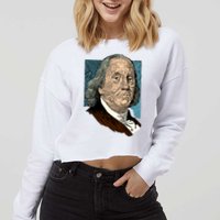 Benjamin Franklin Portrait Cropped Pullover Crew